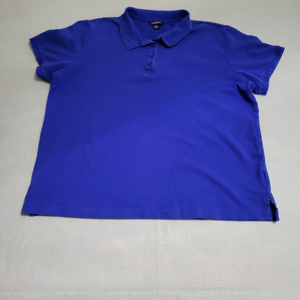Lands' End Short Sleeve Blue Polo Shirt Classic Fit Women's XL (18)